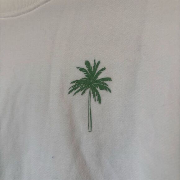 SDS  Unisex L White Crewneck Sweatshirt Palm Tree Embroidery - Picture 3 of 7